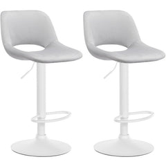 2er Set Barhocker Camden Samt wei� - hellgrau