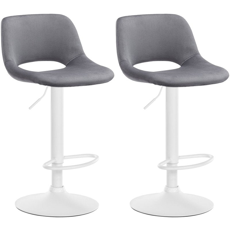 2er Set Barhocker Camden Samt wei� - dunkelgrau