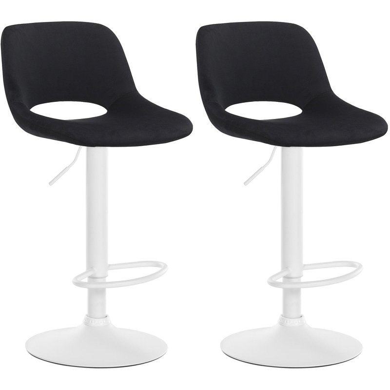 2er Set Barhocker Camden Samt wei� - schwarz