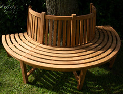 Baumbank Male 206cm halbrund mit Rückenlehne - braun