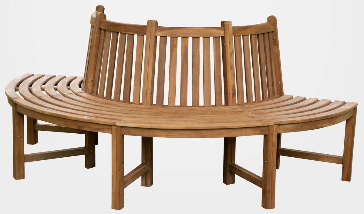 Baumbank Male 206cm halbrund mit Rückenlehne - braun