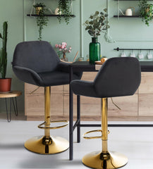 Barhocker Braga Gold Samt - schwarz