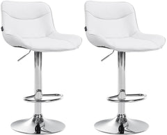 Set di 2 sgabelli da bar Vonore in similpelle bianca con struttura cromata, design elegante e regolabile in altezza.