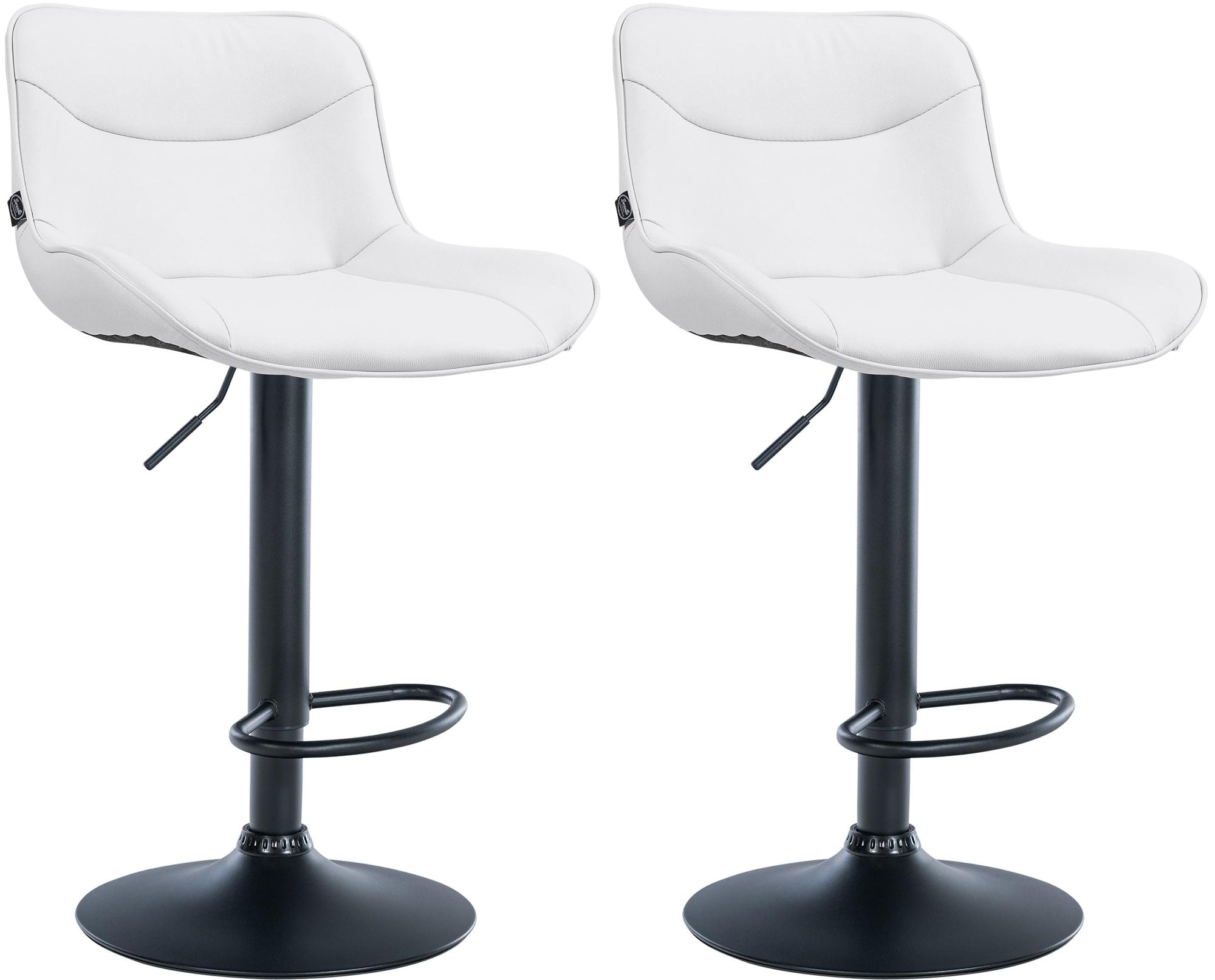 Set di 2 sgabelli da bar Vonore in similpelle nera e bianca, design moderno e regolabile in altezza.