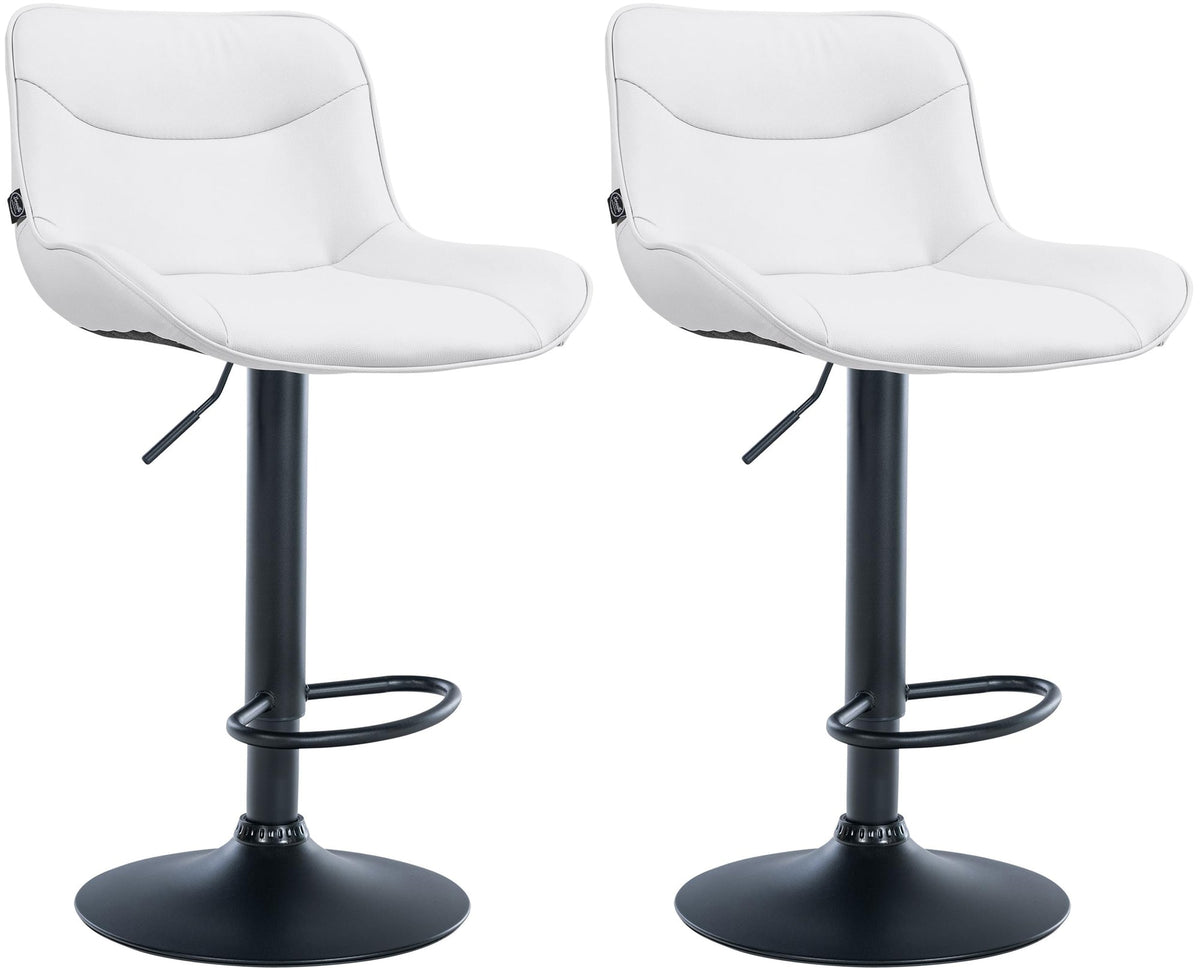 Set di 2 sgabelli da bar Vonore in similpelle nera e bianca, design moderno e regolabile in altezza.