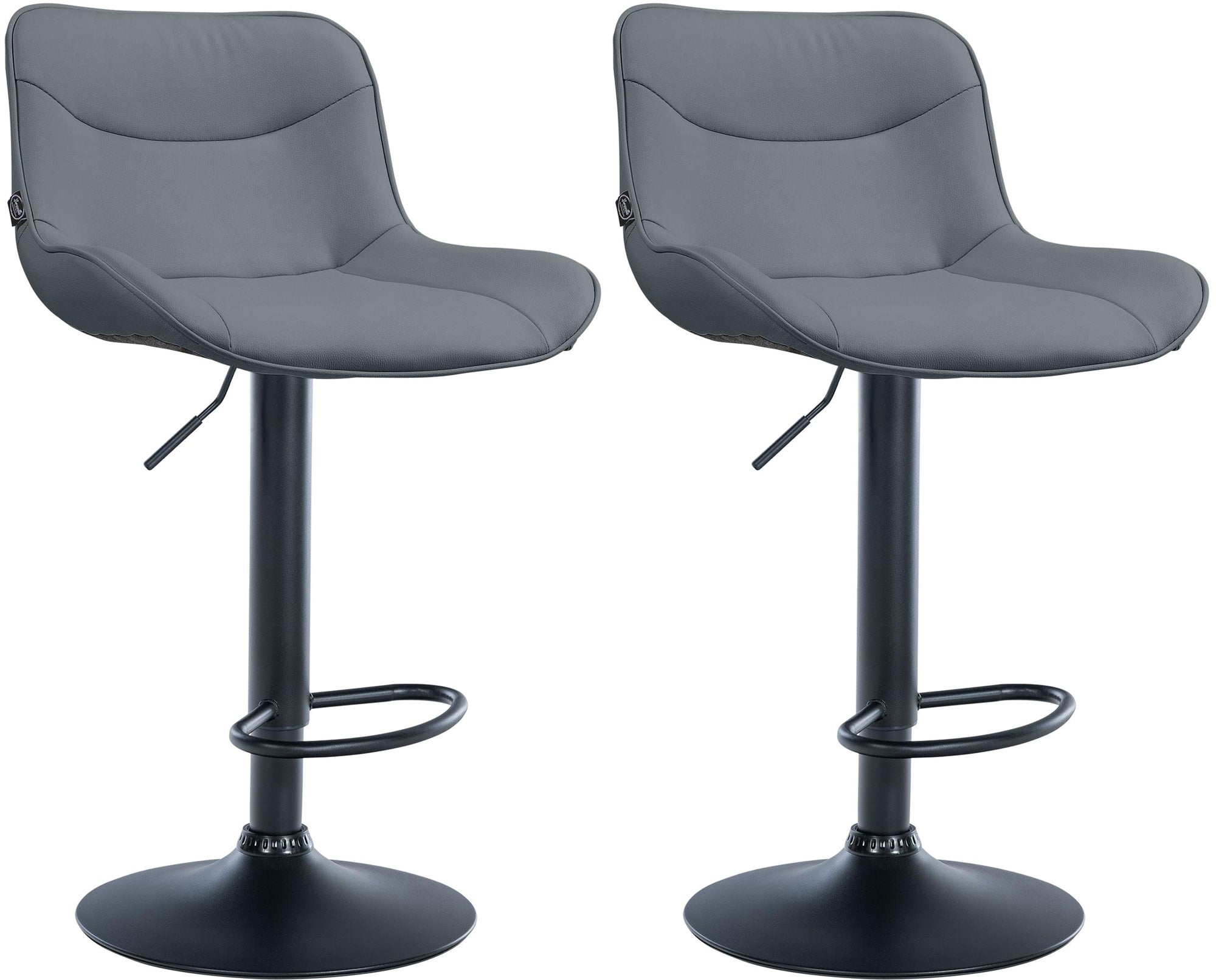 Set di 2 sgabelli da bar Vonore in similpelle nera e grigia, regolabili in altezza, design moderno e funzionale.