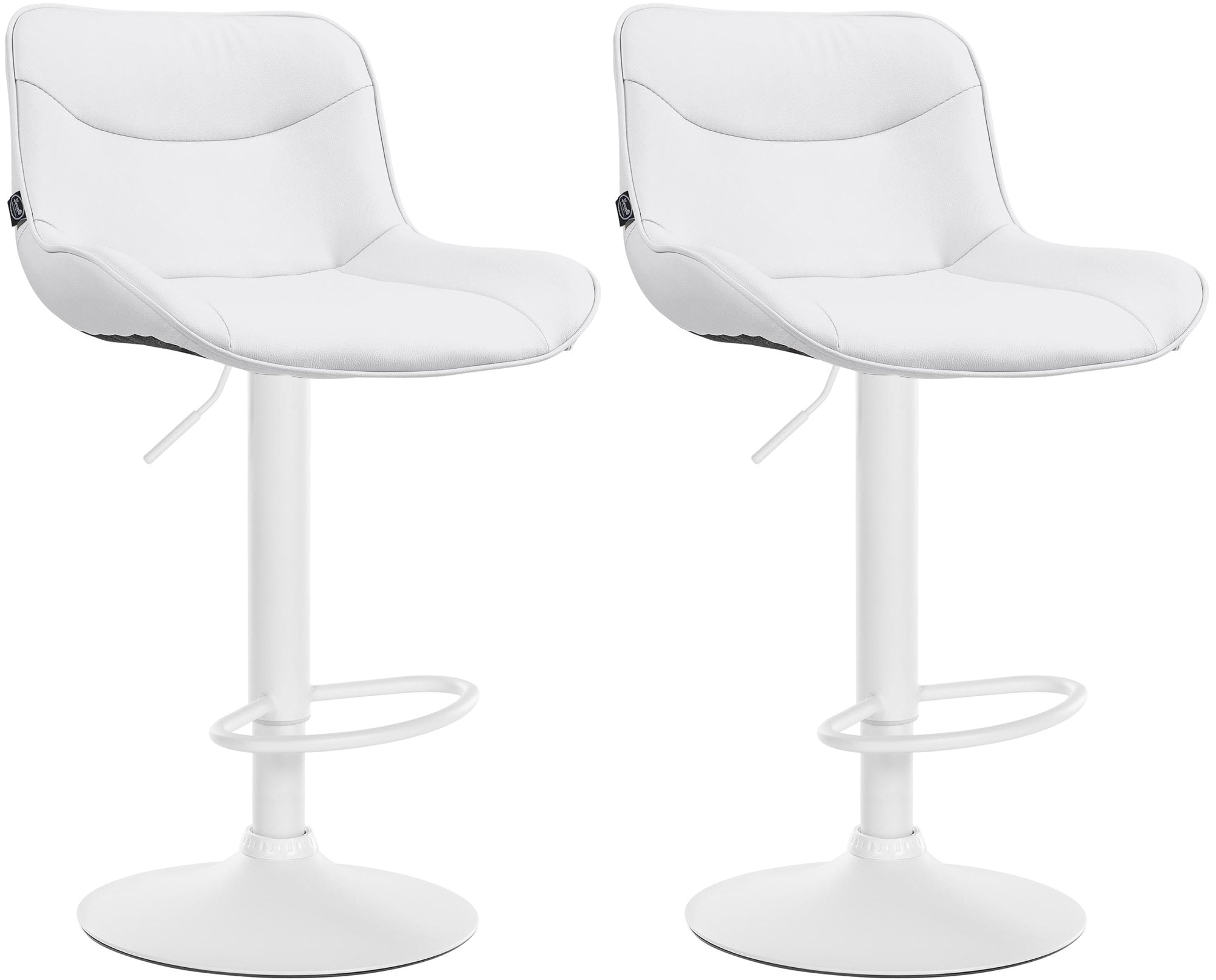Set di 2 sgabelli da bar Vonore in similpelle bianca, regolabili, design moderno e funzionale per interni eleganti.