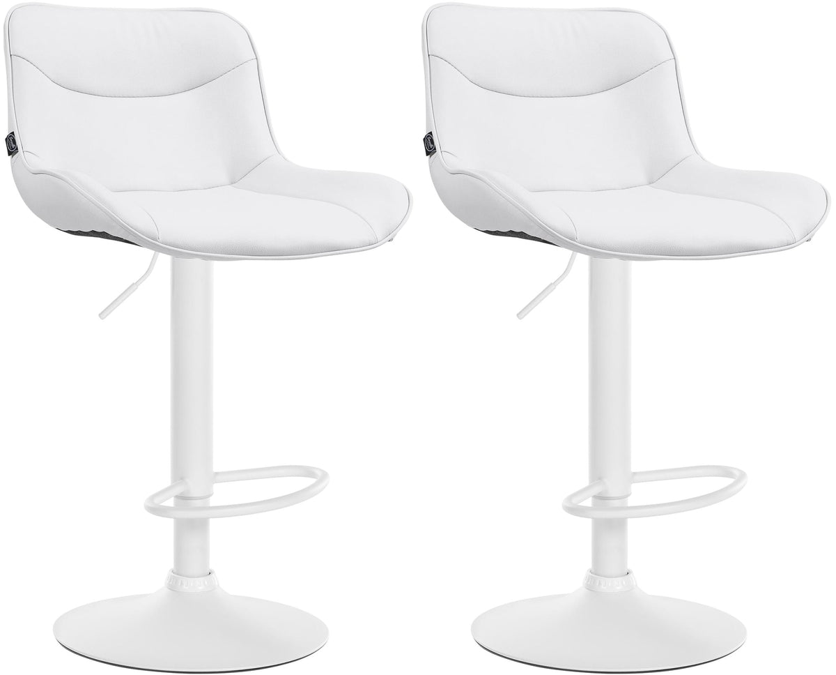 Set di 2 sgabelli da bar Vonore in similpelle bianca, regolabili, design moderno e funzionale per interni eleganti.