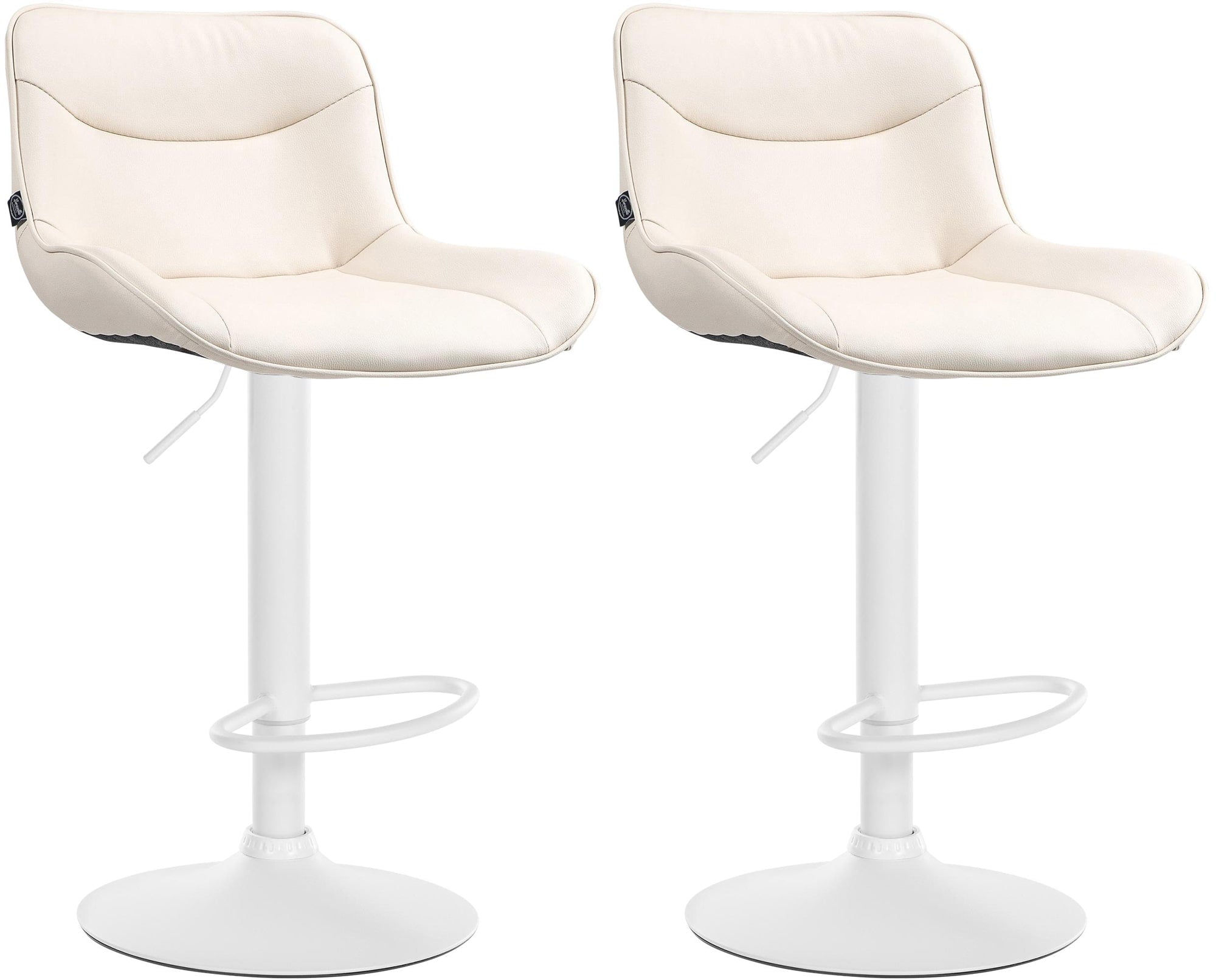 Set di 2 sgabelli da bar Vonore in similpelle bianca e crema, regolabili in altezza, design moderno e funzionale.