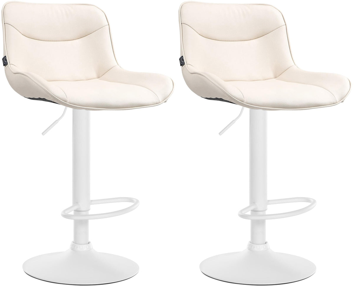 Set di 2 sgabelli da bar Vonore in similpelle bianca e crema, regolabili in altezza, design moderno e funzionale.