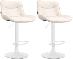 Set di 2 sgabelli da bar Vonore in similpelle bianca e crema, regolabili in altezza, design moderno e funzionale.