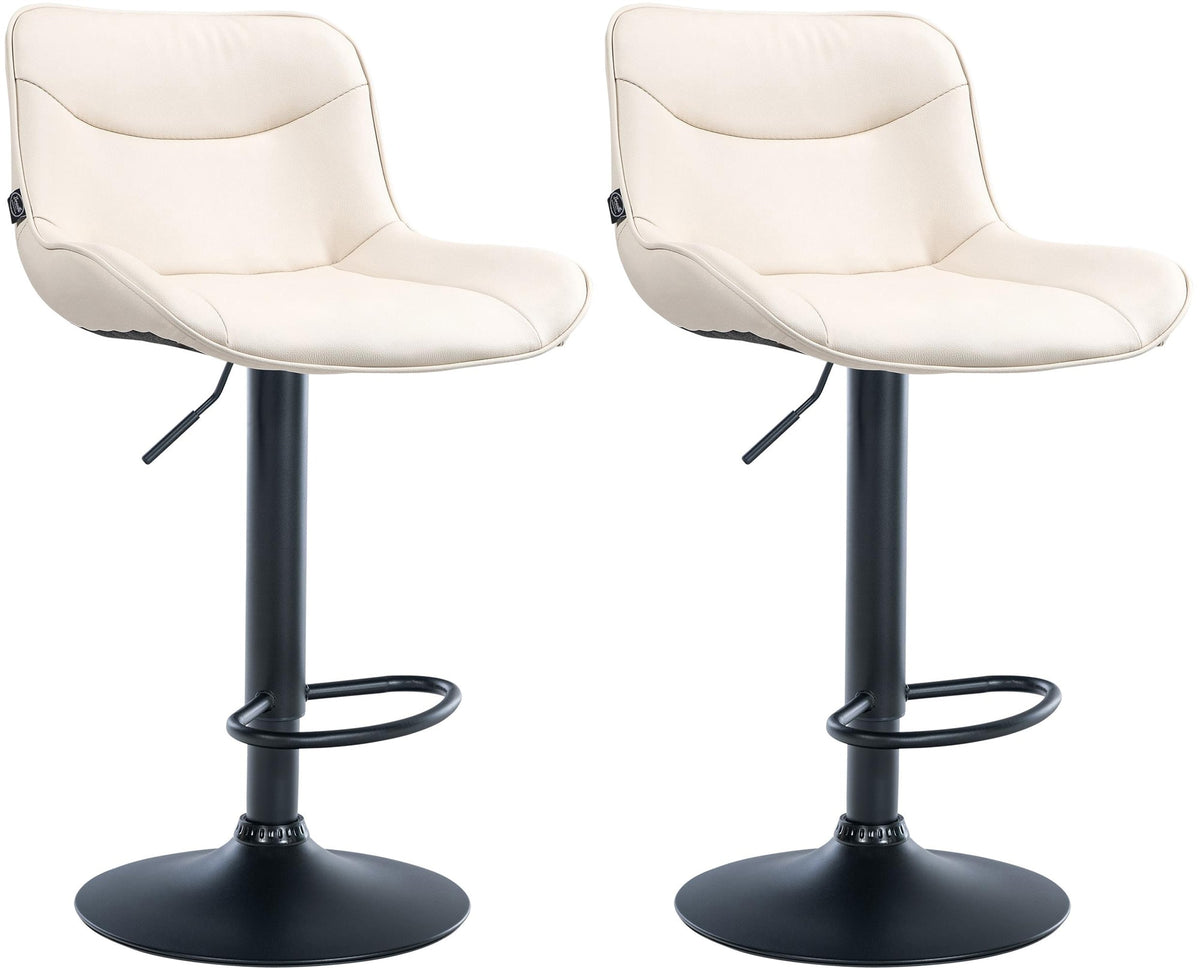Set di 2 sgabelli da bar Vonore in similpelle nera e crema, regolabili in altezza, design moderno e funzionale.