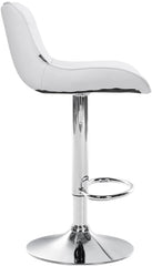Set di 2 sgabelli da bar Vonore in similpelle bianca con struttura cromata, design elegante e regolabile in altezza.