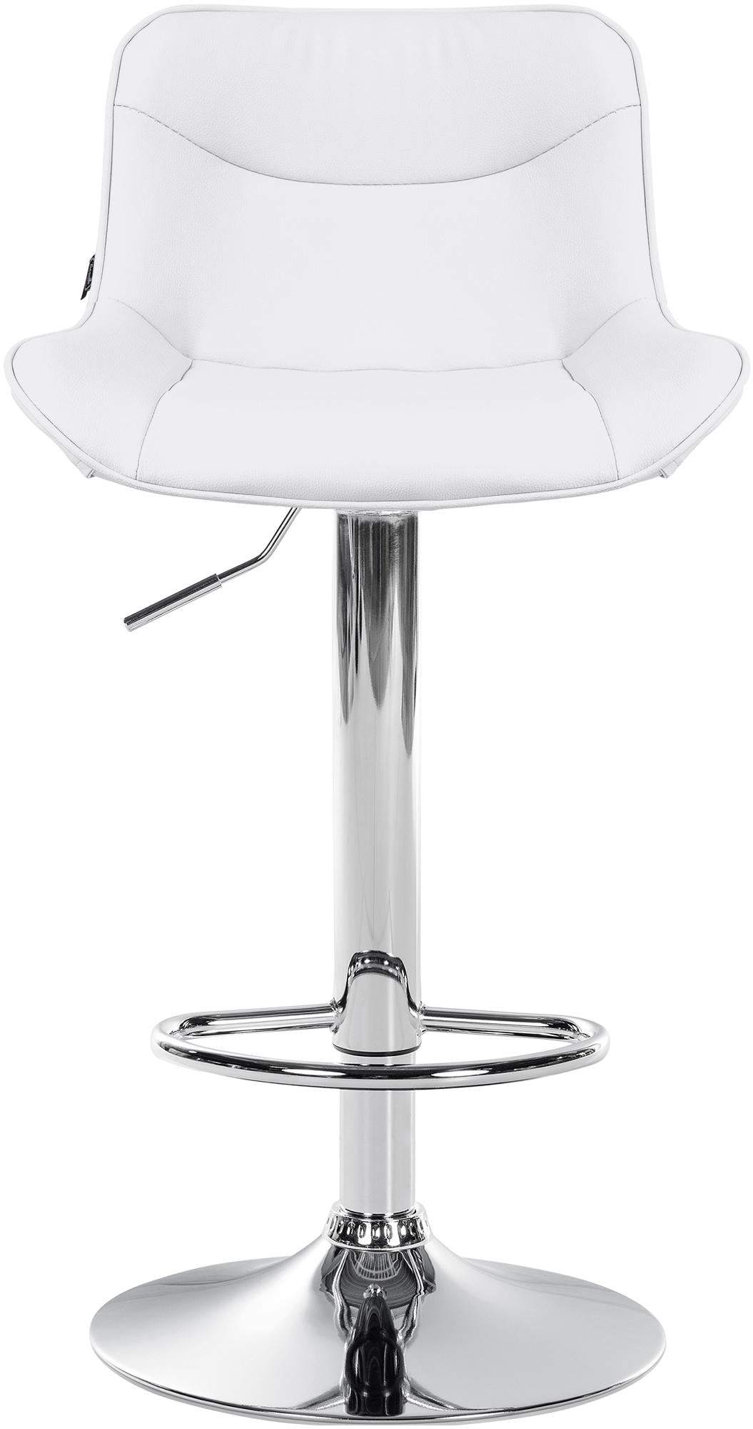 Set di 2 sgabelli da bar Vonore in similpelle bianca con struttura cromata, design elegante e regolabile in altezza.