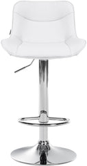 Set di 2 sgabelli da bar Vonore in similpelle bianca con struttura cromata, design elegante e regolabile in altezza.