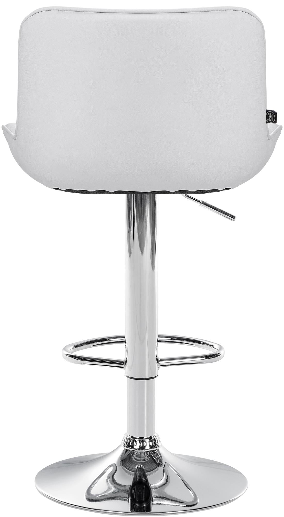 Set di 2 sgabelli da bar Vonore in similpelle bianca con struttura cromata, design elegante e regolabile in altezza.