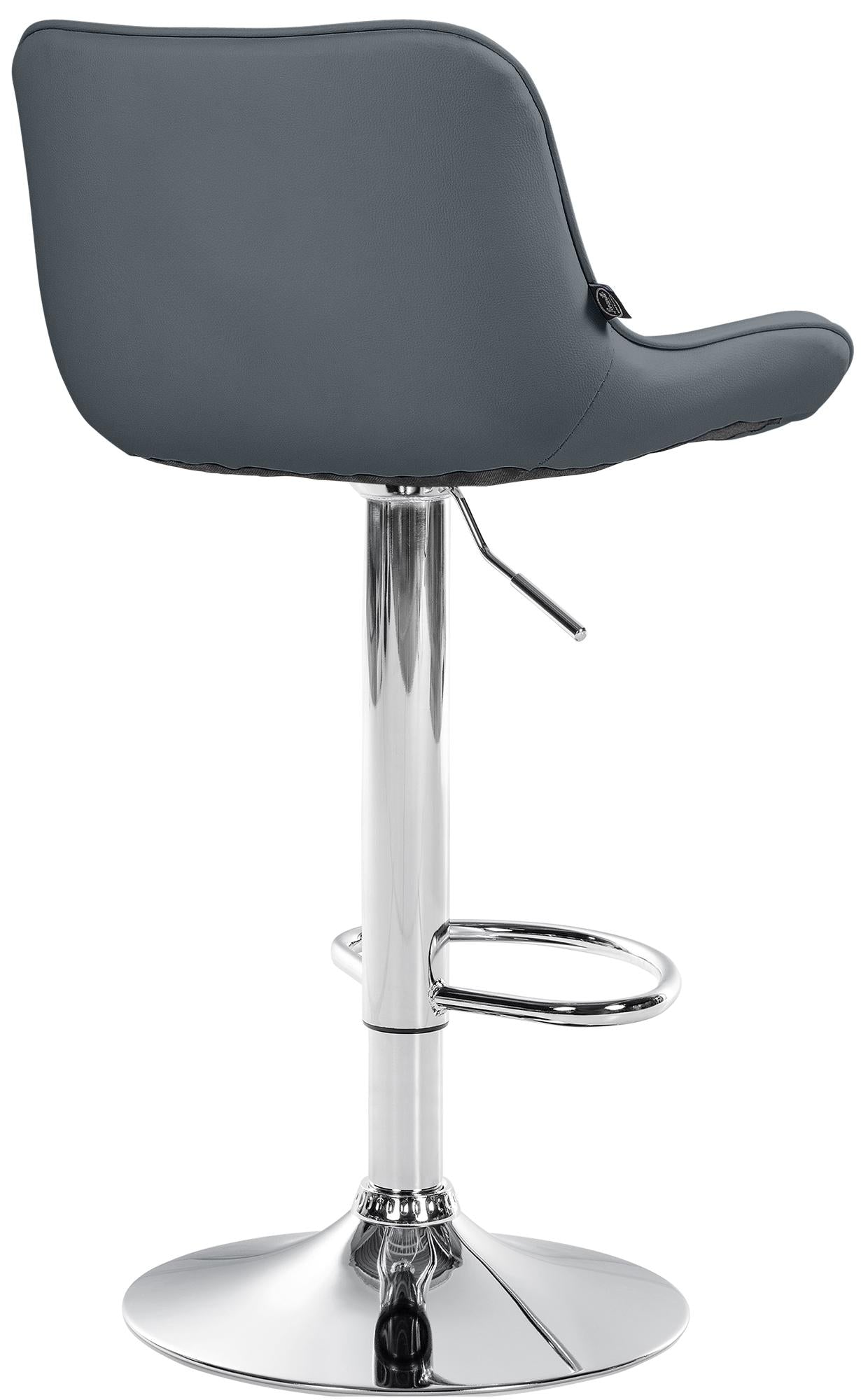 Set di 2 sgabelli da bar Vonore in similpelle grigia con base cromata, regolabili in altezza per un design moderno.