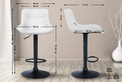 Set di 2 sgabelli da bar Vonore in similpelle nera e bianca, design moderno e regolabile in altezza.