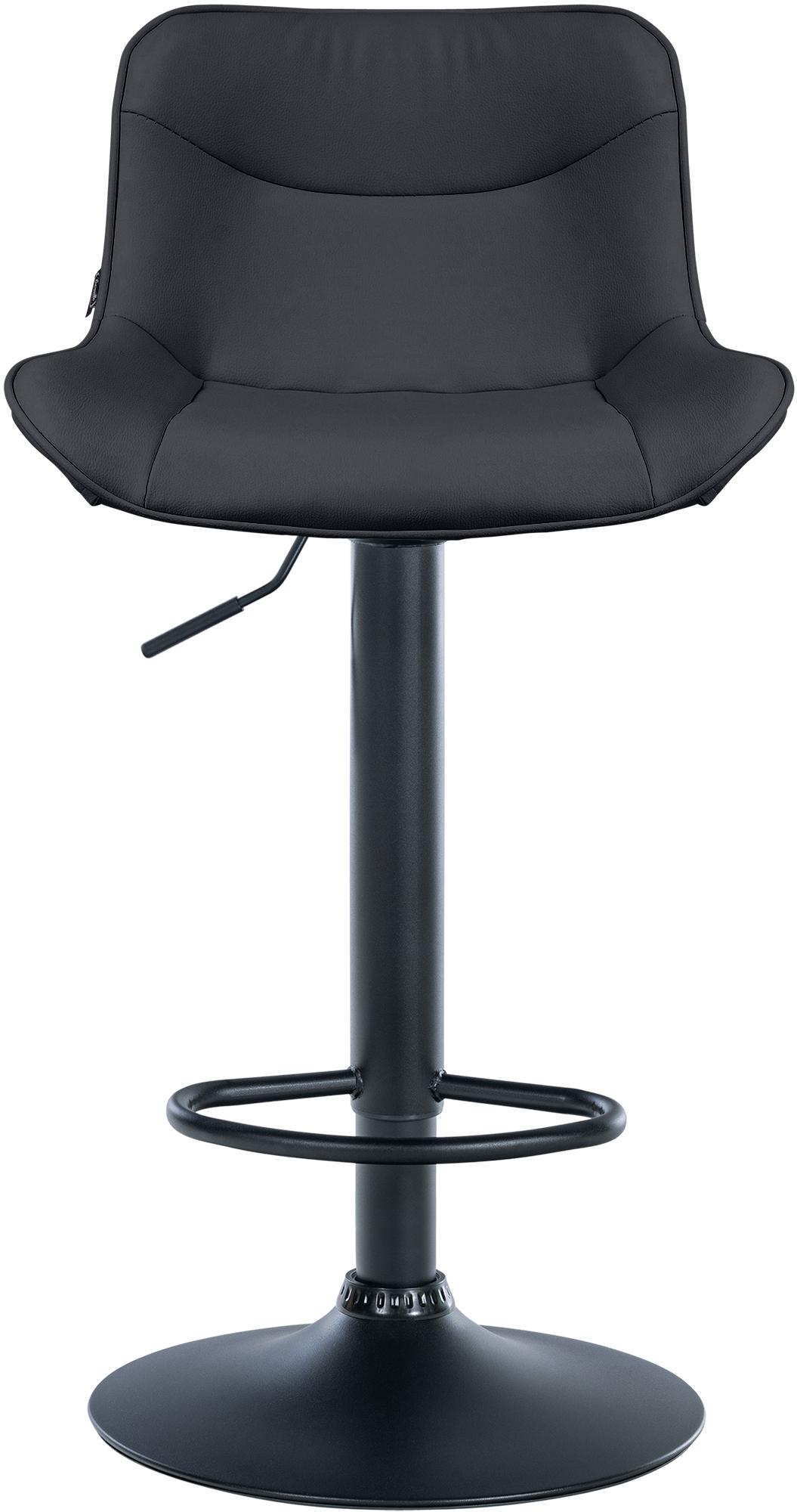 Set di 2 sgabelli da bar Vonore in similpelle nera, regolabili e dal design moderno, ideali per cucina e soggiorno.