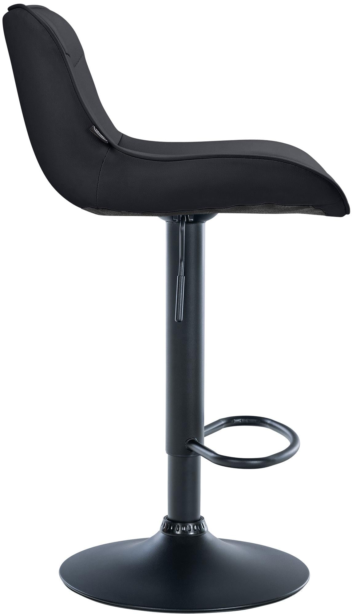 Set di 2 sgabelli da bar Vonore in similpelle nera, regolabili e dal design moderno, ideali per cucina e soggiorno.