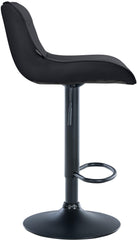 Set di 2 sgabelli da bar Vonore in similpelle nera, regolabili e dal design moderno, ideali per cucina e soggiorno.