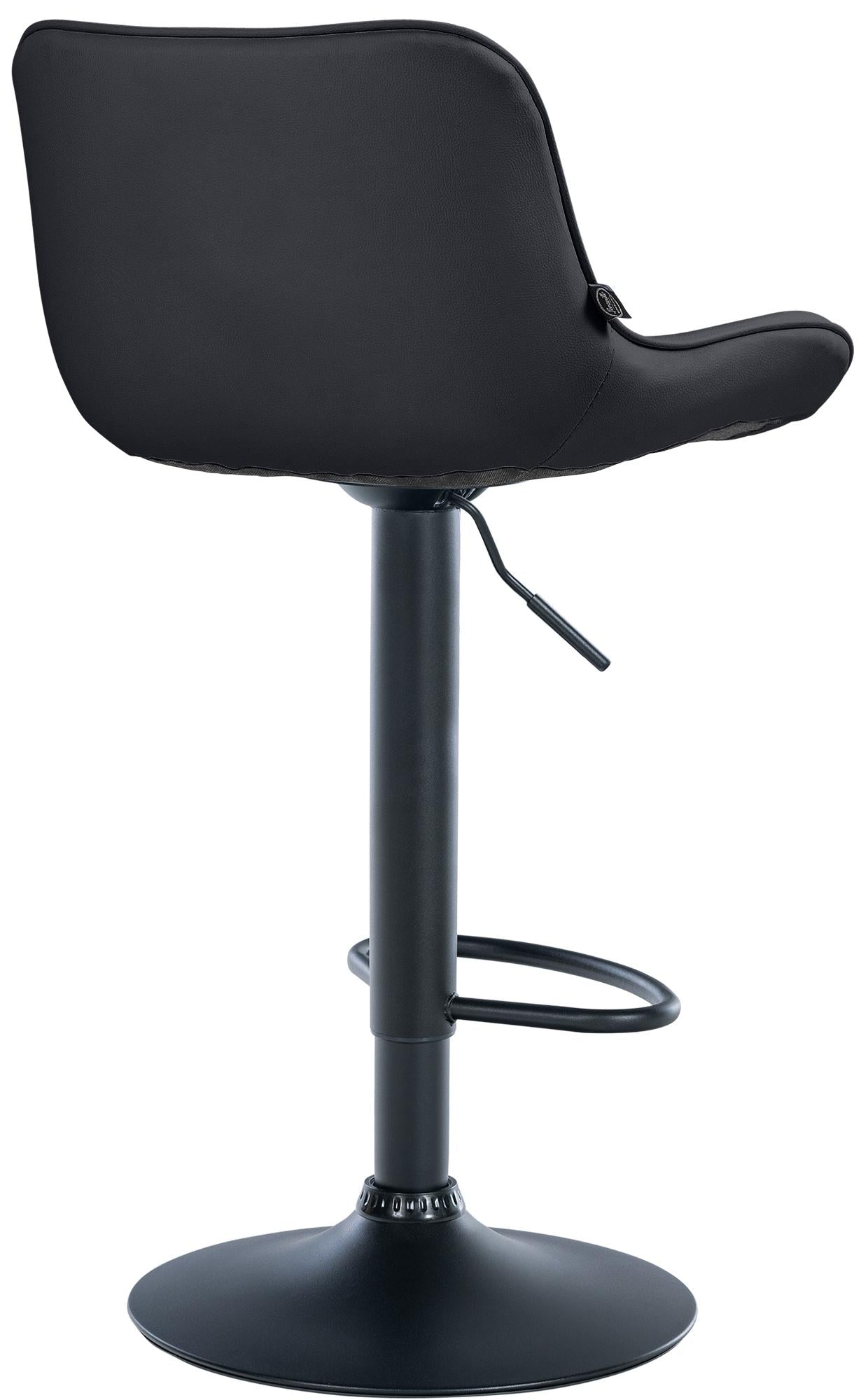 Set di 2 sgabelli da bar Vonore in similpelle nera, regolabili e dal design moderno, ideali per cucina e soggiorno.