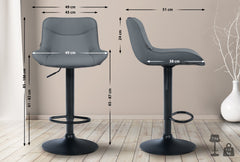 Set di 2 sgabelli da bar Vonore in similpelle nera e grigia, regolabili in altezza, design moderno e funzionale.