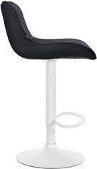 Set di 2 sgabelli da bar Vonore in similpelle bianca e nera, regolabili in altezza, design moderno e funzionale.