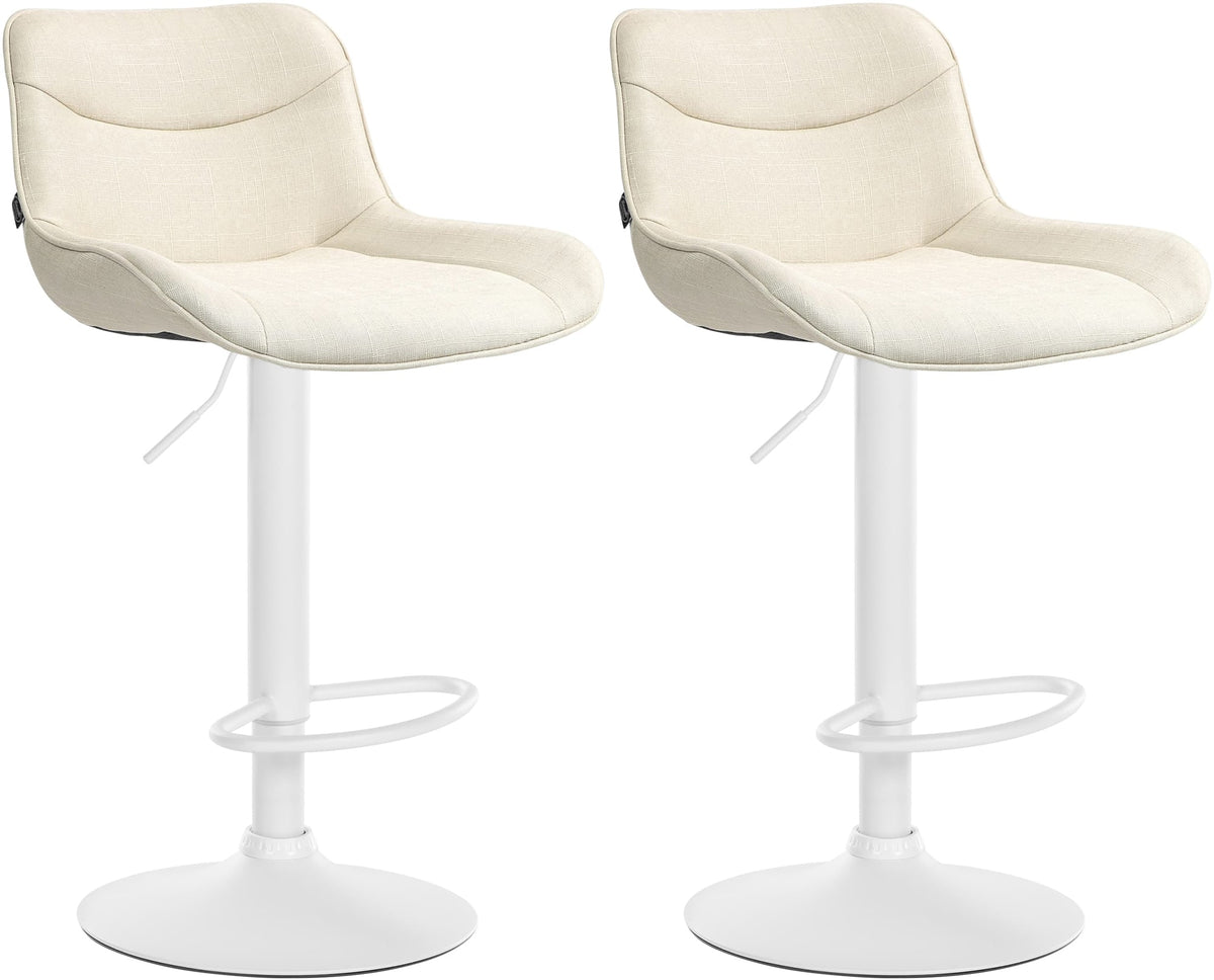 Set di 2 sgabelli da bar Vonore in tessuto crema, regolabili in altezza, perfetti per arredare con stile.