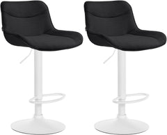 Set di 2 sgabelli da bar Vonore in tessuto bianco e nero, regolabili in altezza, design moderno e funzionale.