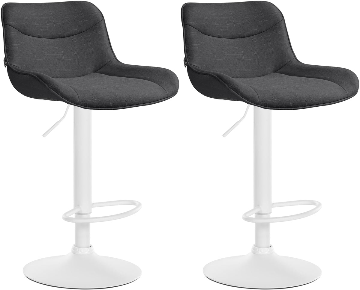 Set di 2 sgabelli da bar regolabili in altezza, tessuto grigio scuro, design moderno e funzionale per ogni ambiente.