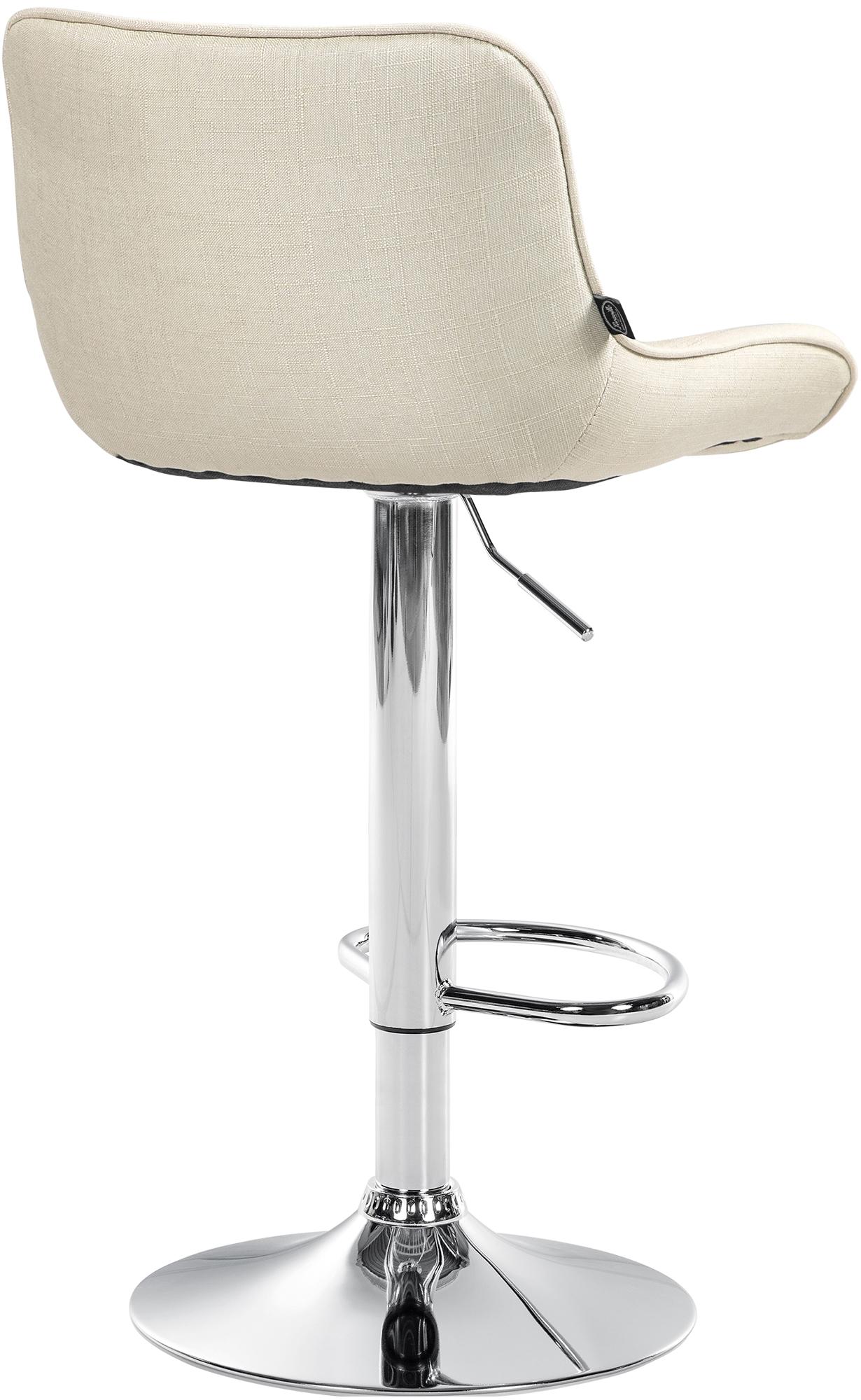 Set di 2 sgabelli da bar Vonore in tessuto crema con base cromata, regolabili in altezza e dal design moderno.
