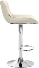 Set di 2 sgabelli da bar Vonore in tessuto crema con base cromata, regolabili in altezza e dal design moderno.