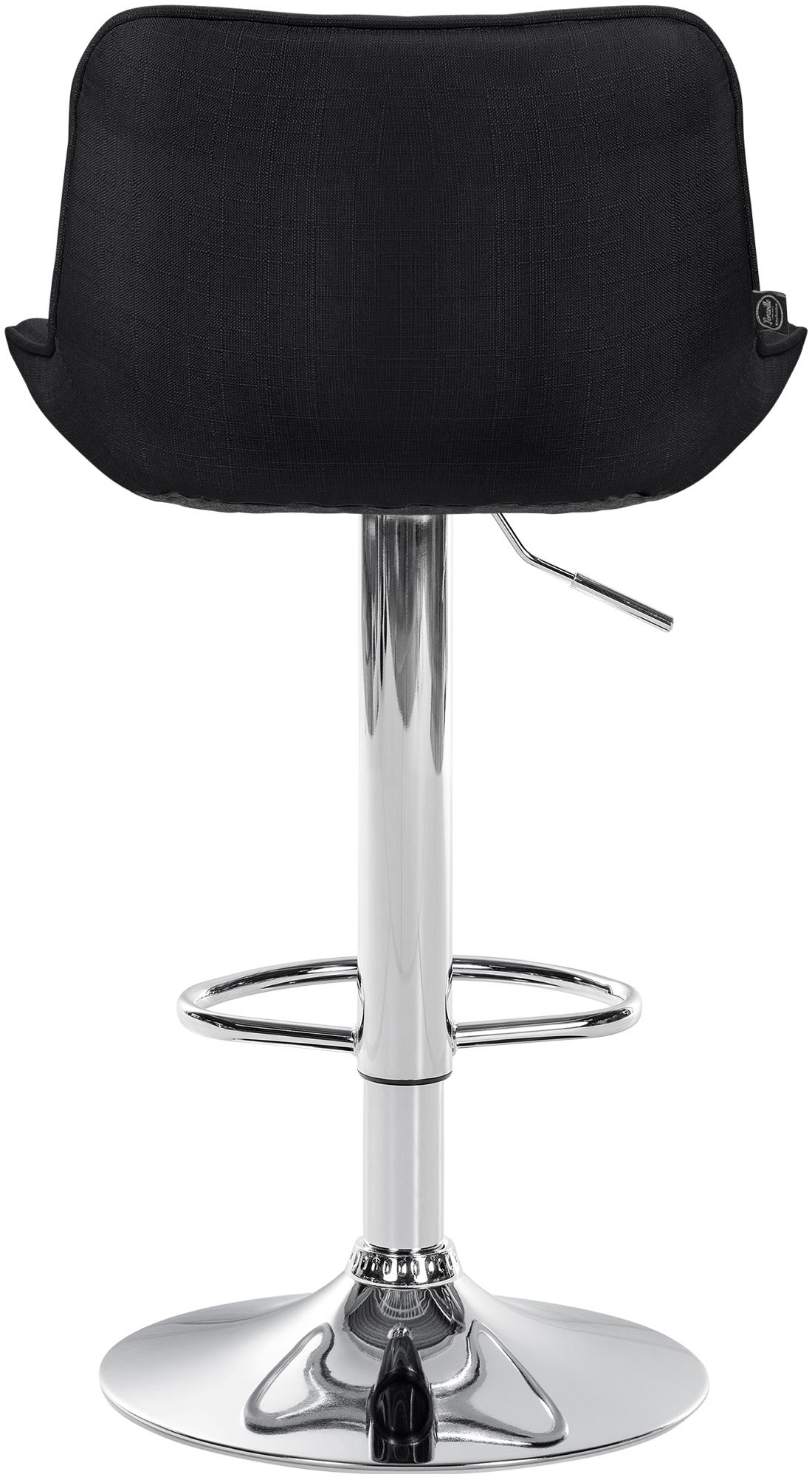 Set di 2 sgabelli da bar regolabili in altezza, in tessuto nero con base cromata, design moderno e funzionale.