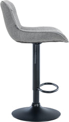 Set di 2 sgabelli da bar Vonore in tessuto nero e grigio, regolabili in altezza, dal design moderno e funzionale.