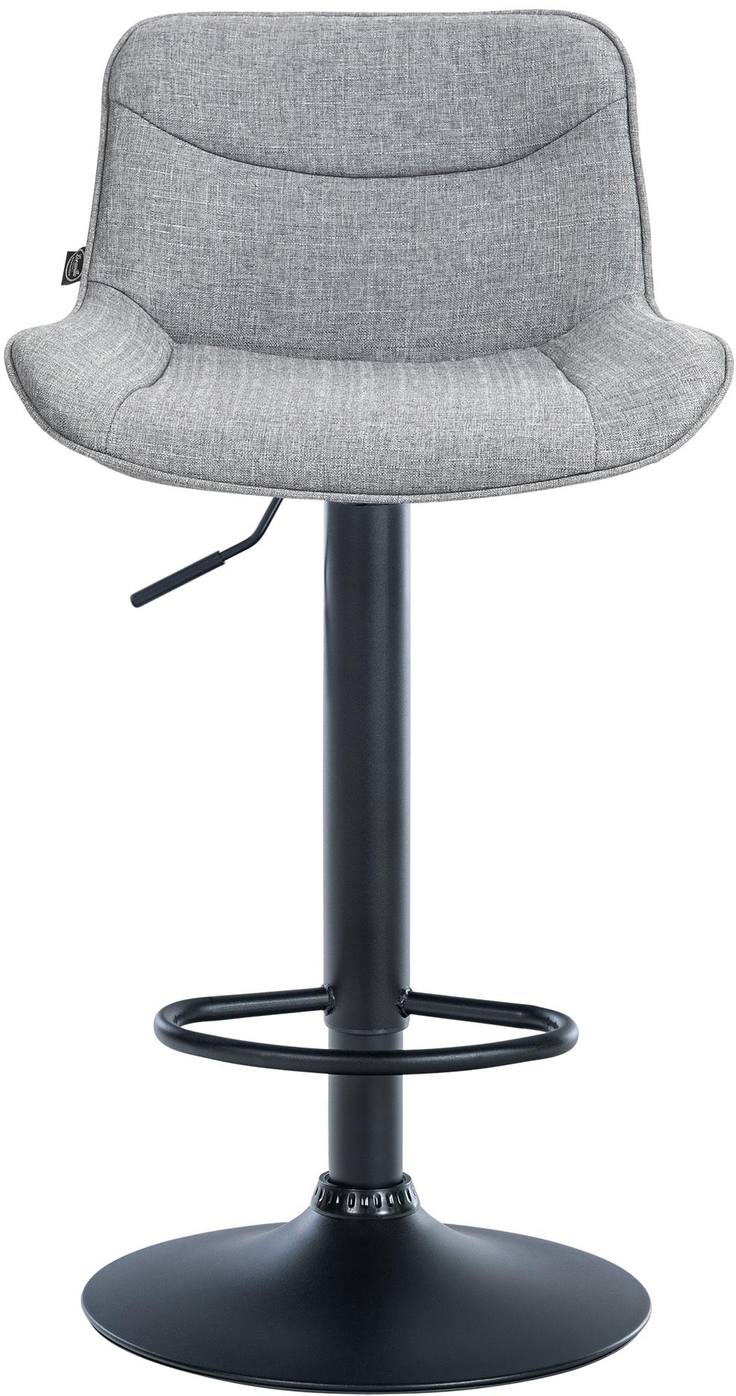 Set di 2 sgabelli da bar Vonore in tessuto nero e grigio, regolabili in altezza, dal design moderno e funzionale.