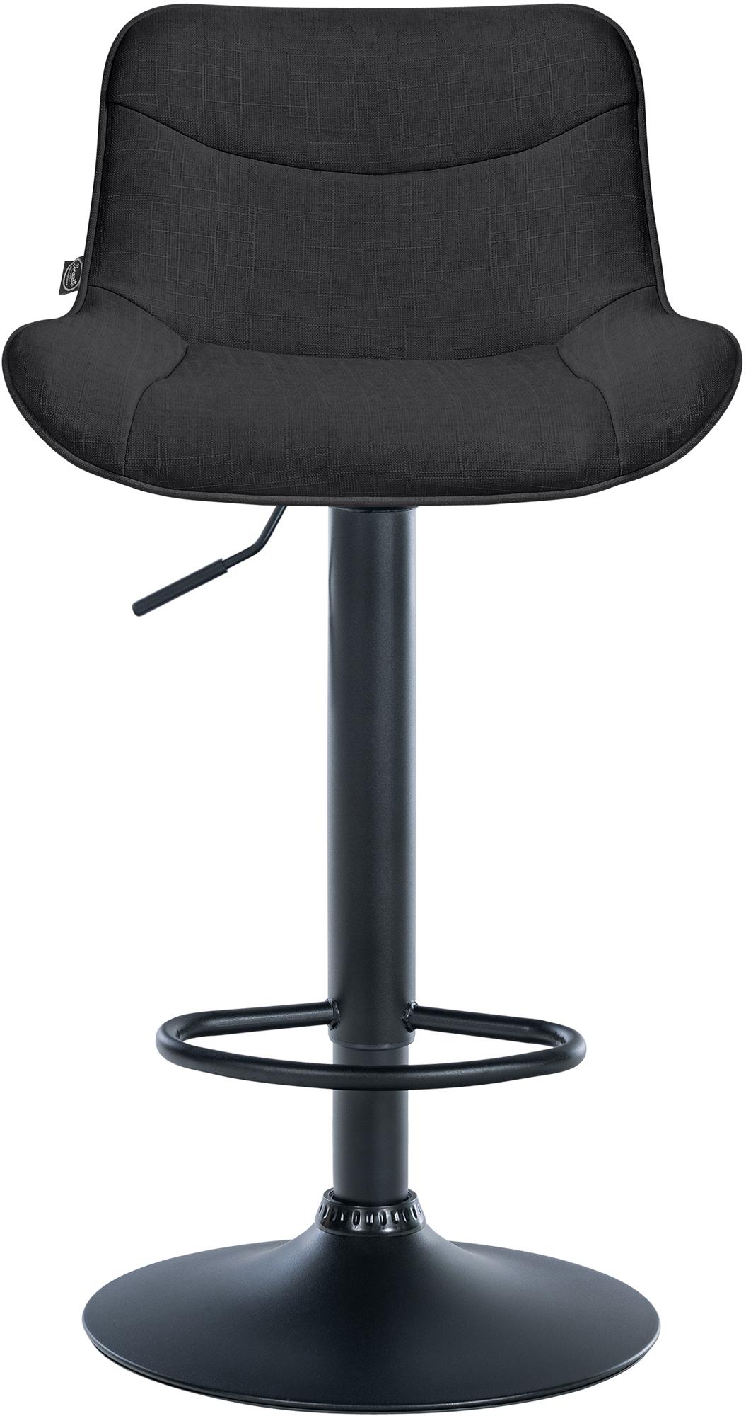 Set di 2 sgabelli da bar Vonore in tessuto nero, regolabili in altezza, design moderno e funzionale per ogni ambiente.