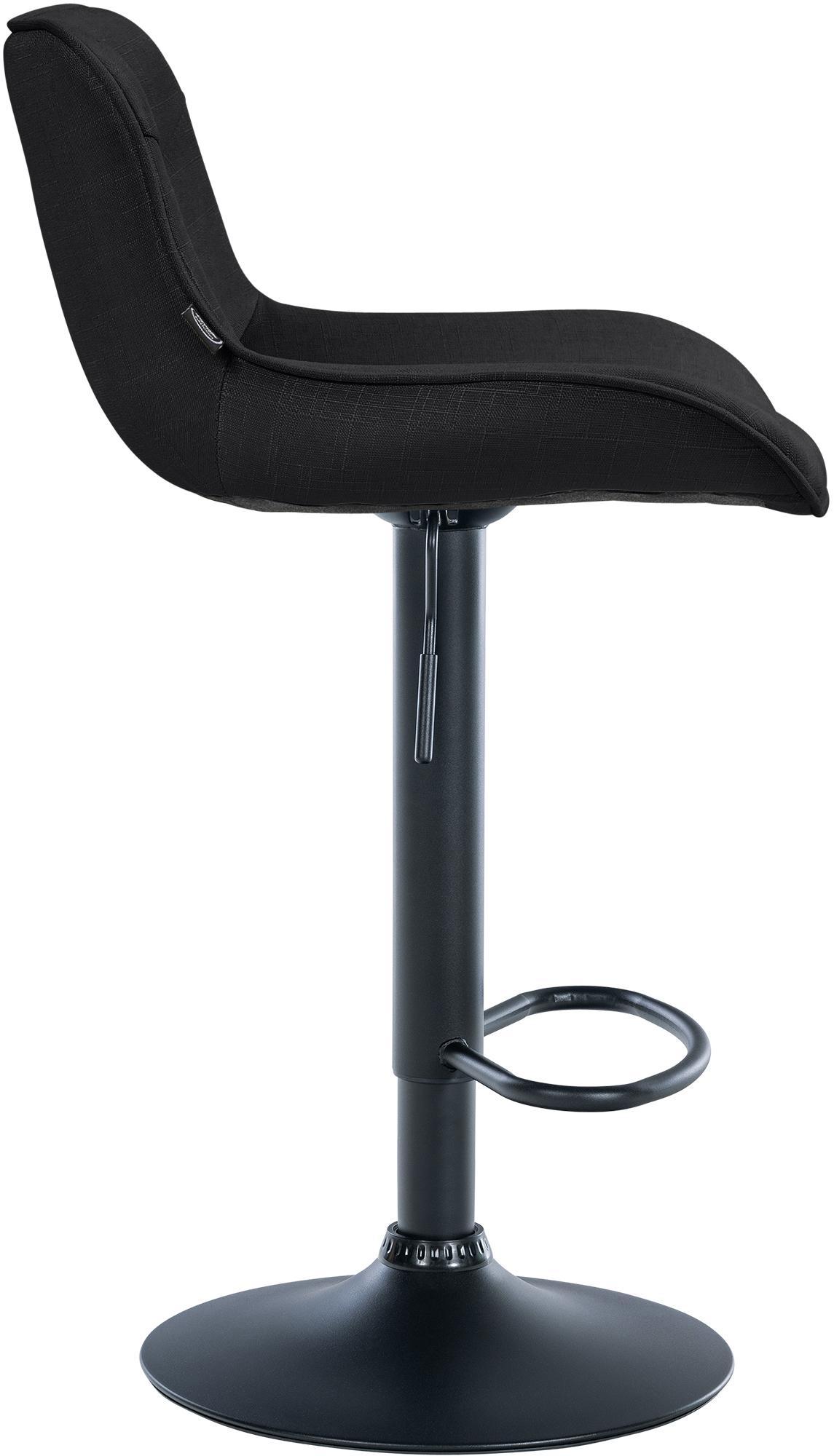 Set di 2 sgabelli da bar Vonore in tessuto nero, regolabili in altezza, design moderno e funzionale per ogni ambiente.