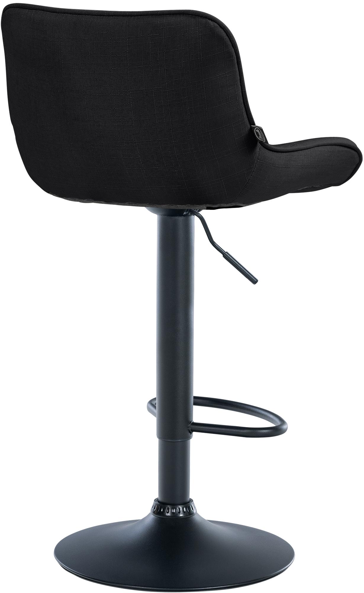 Set di 2 sgabelli da bar Vonore in tessuto nero, regolabili in altezza, design moderno e funzionale per ogni ambiente.