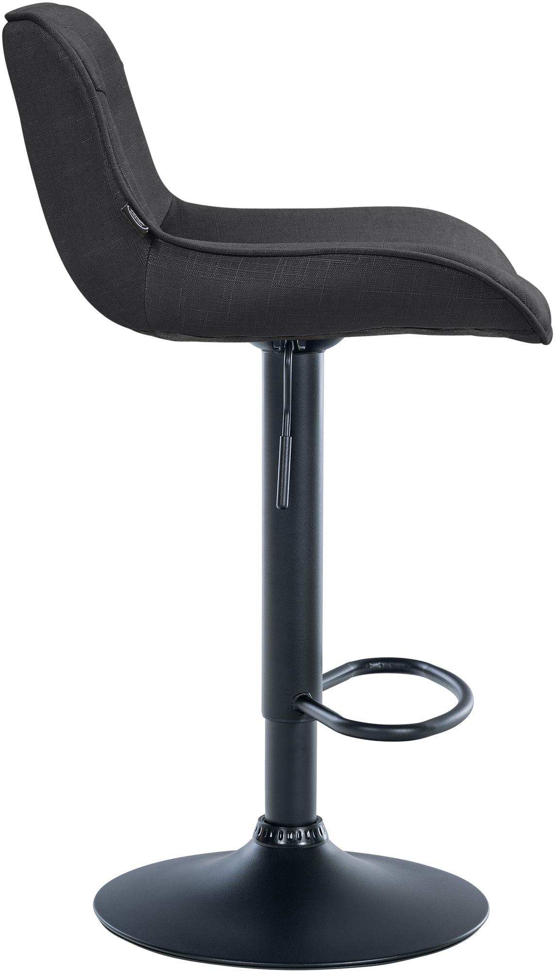 Set di 2 sgabelli da bar regolabili in altezza Vonore, in tessuto nero e grigio scuro, dal design moderno e funzionale.