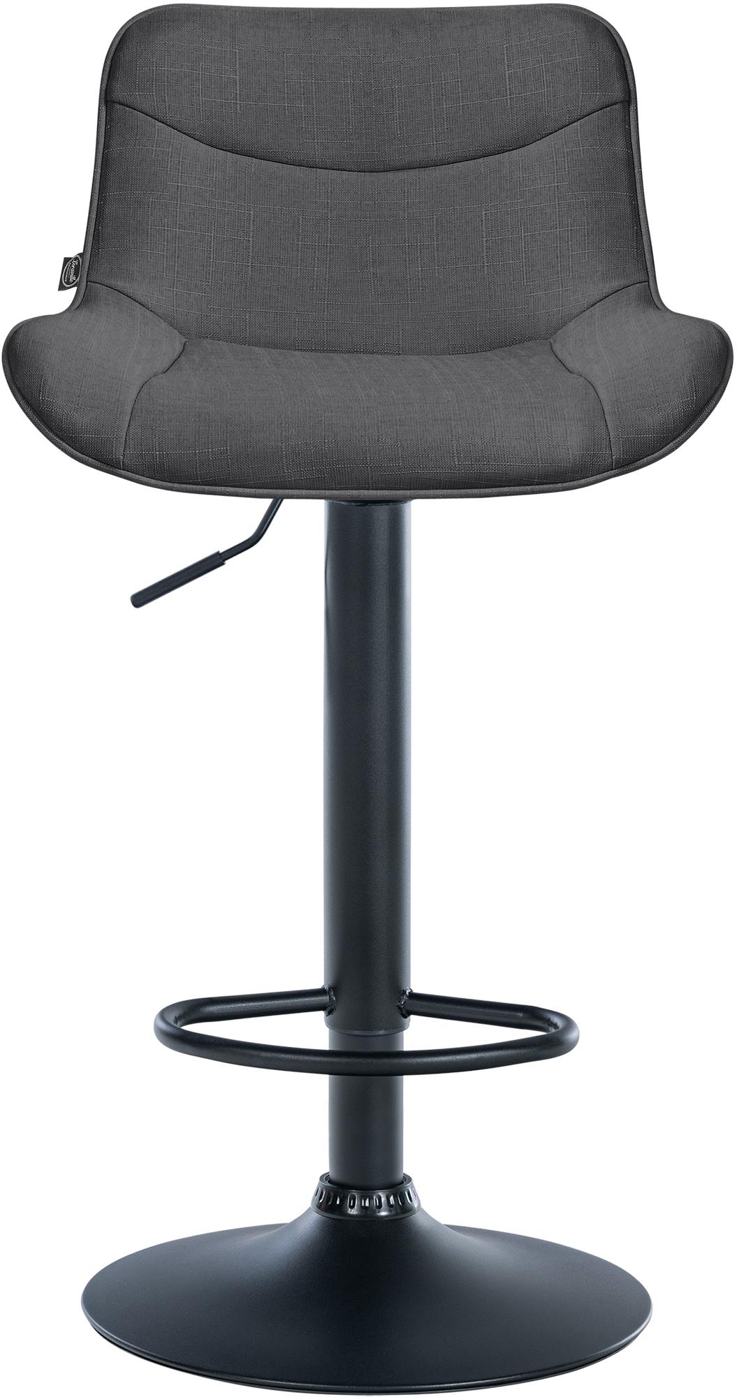 Set di 2 sgabelli da bar regolabili in altezza Vonore, in tessuto nero e grigio scuro, dal design moderno e funzionale.