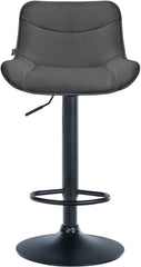 Set di 2 sgabelli da bar regolabili in altezza Vonore, in tessuto nero e grigio scuro, dal design moderno e funzionale.