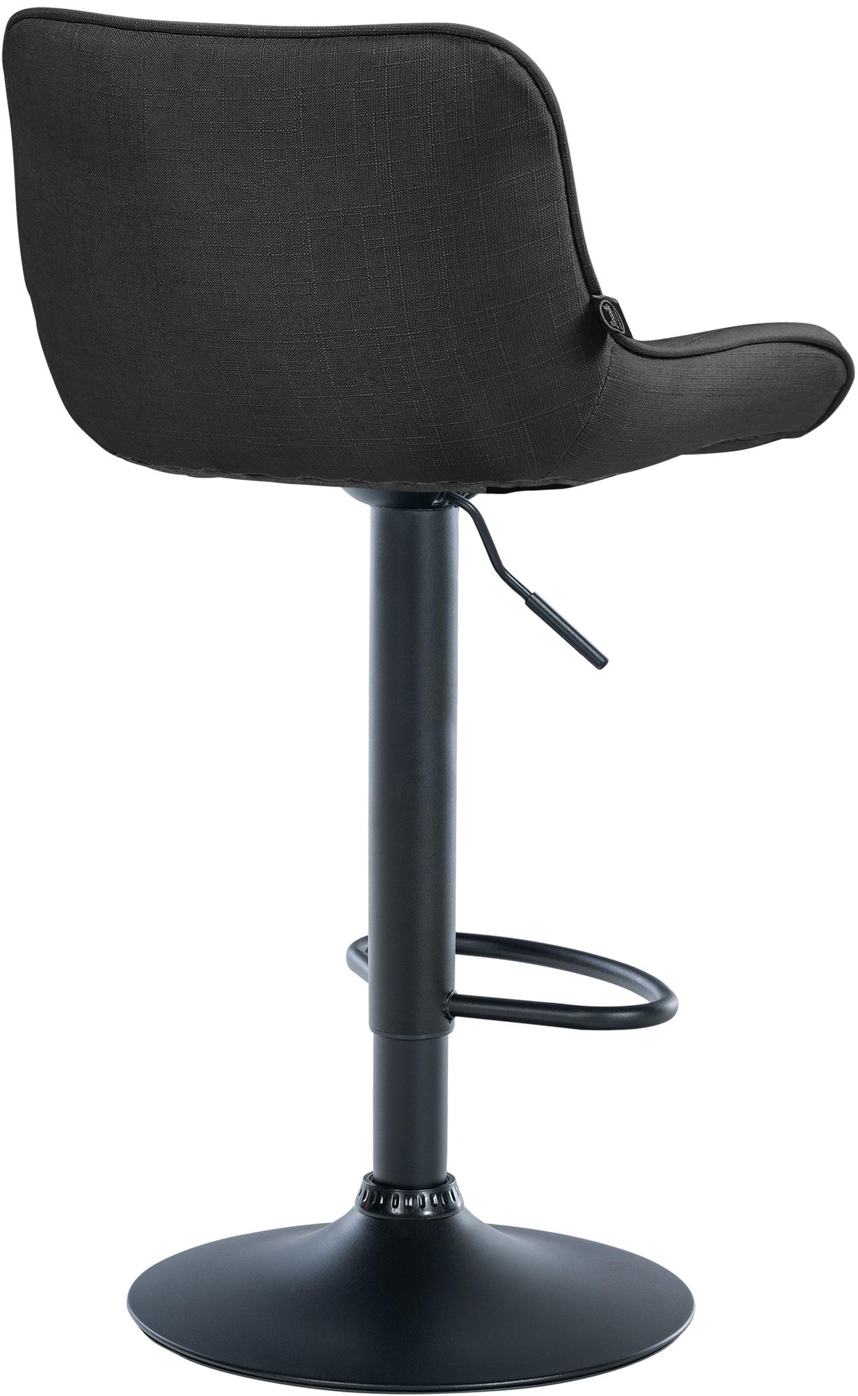 Set di 2 sgabelli da bar regolabili in altezza Vonore, in tessuto nero e grigio scuro, dal design moderno e funzionale.