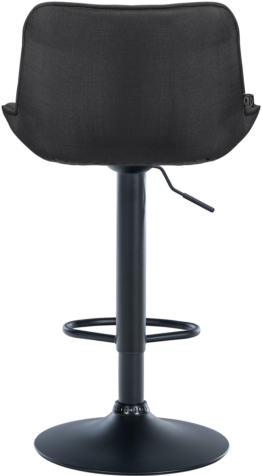 Set di 2 sgabelli da bar regolabili in altezza Vonore, in tessuto nero e grigio scuro, dal design moderno e funzionale.