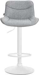 Set di 2 sgabelli da bar Vonore in tessuto grigio, regolabili in altezza, perfetti per un arredamento moderno e funzionale.