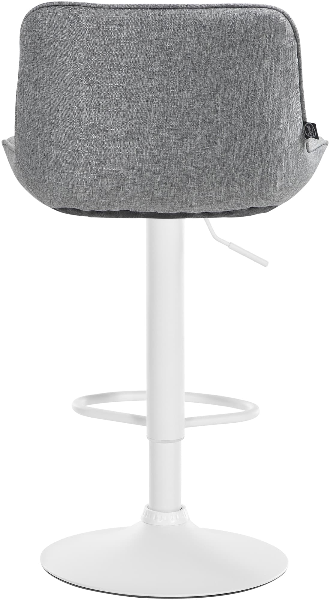 Set di 2 sgabelli da bar Vonore in tessuto grigio, regolabili in altezza, perfetti per un arredamento moderno e funzionale.