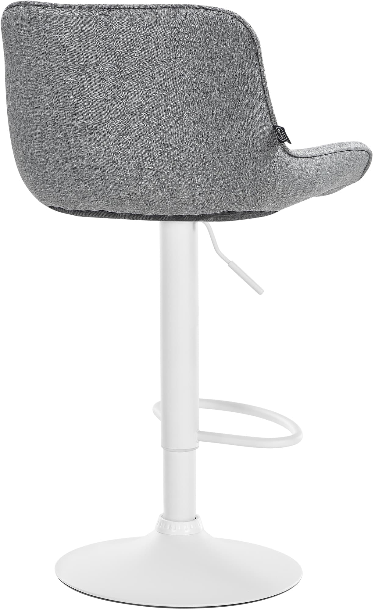 Set di 2 sgabelli da bar Vonore in tessuto grigio, regolabili in altezza, perfetti per un arredamento moderno e funzionale.