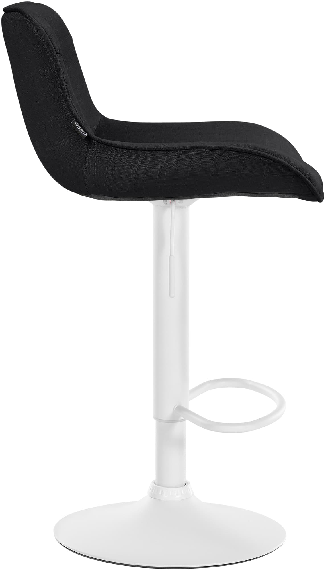 Set di 2 sgabelli da bar Vonore in tessuto bianco e nero, regolabili in altezza, design moderno e funzionale.