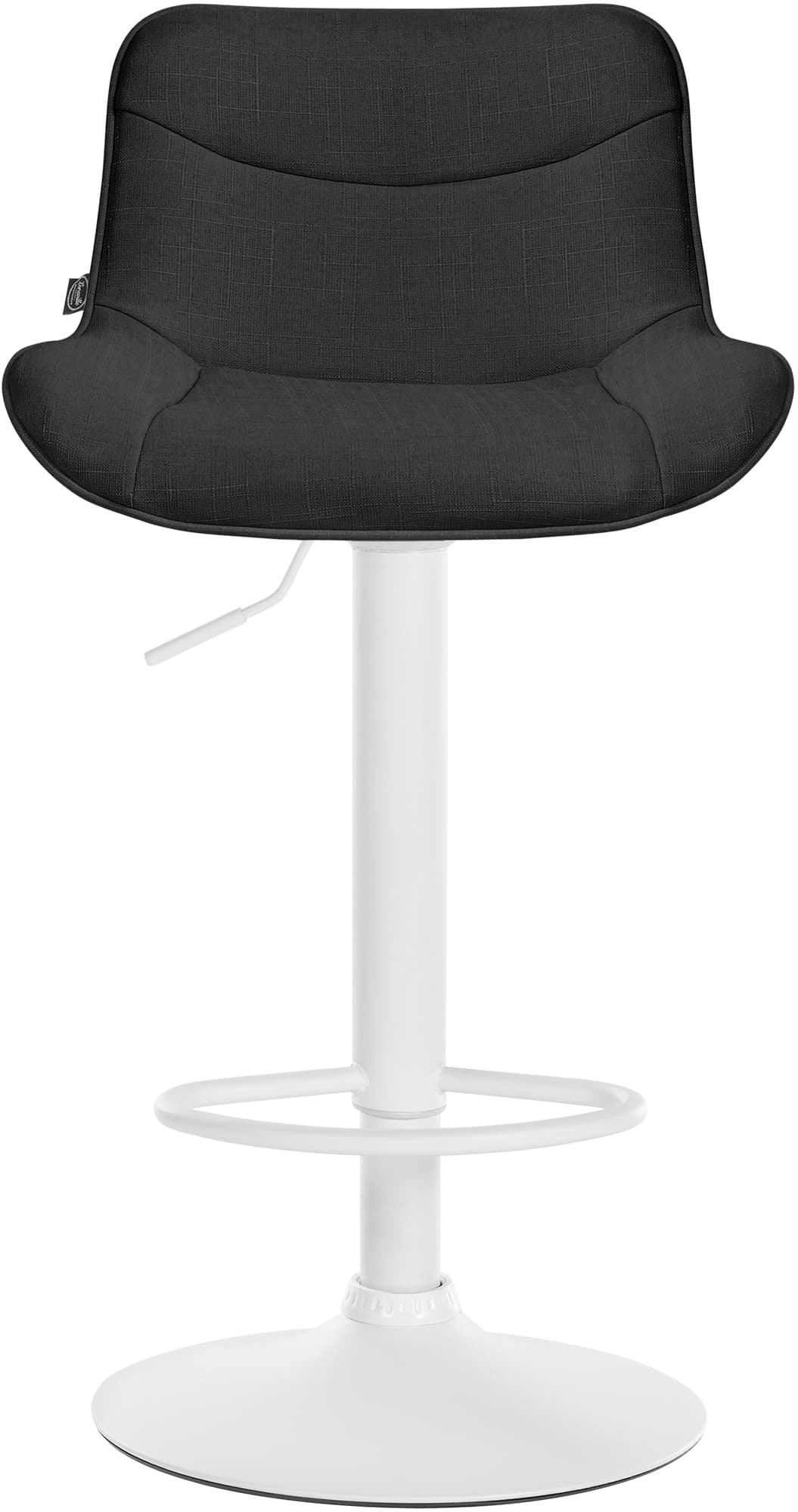 Set di 2 sgabelli da bar Vonore in tessuto bianco e nero, regolabili in altezza, design moderno e funzionale.