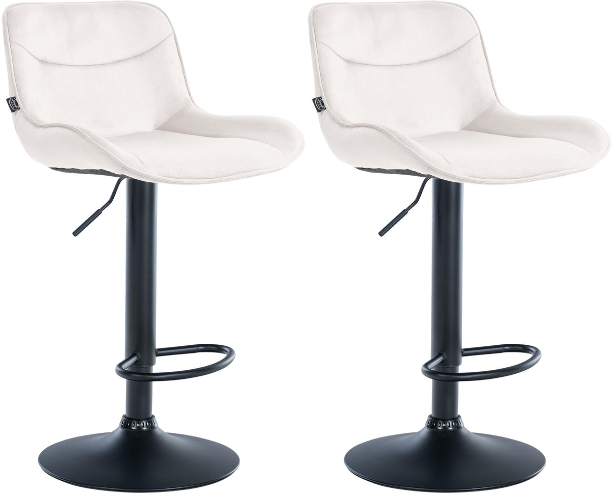 Set di 2 sgabelli da bar Vonore in velluto nero e crema, eleganti e regolabili in altezza per un design moderno.